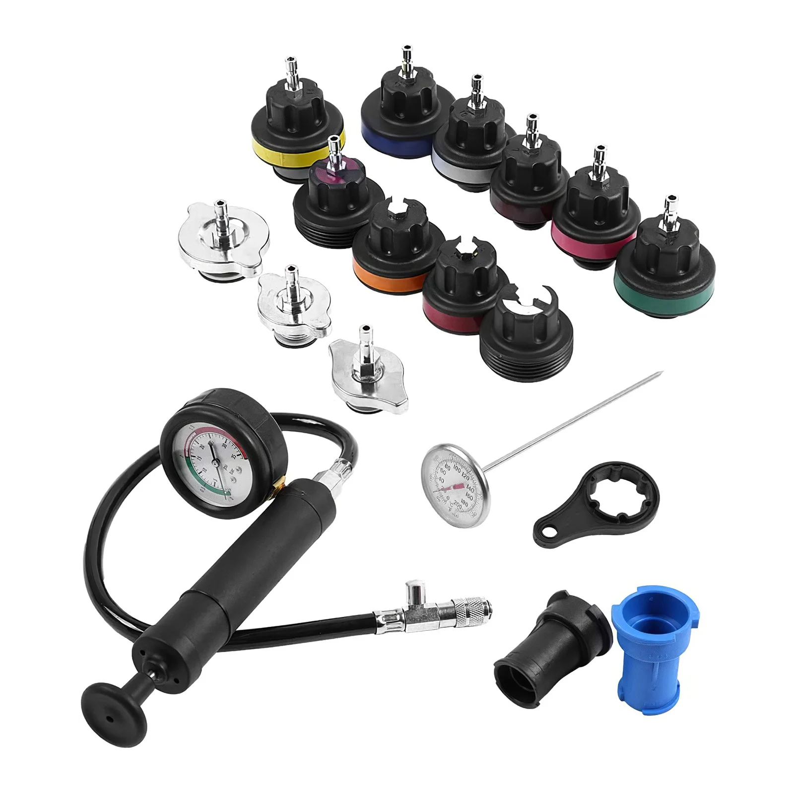 

New New 18pcs Cooling System Tester Radiator Pressure Tester Cistern Leak Detector Automobile Cooling System Tester Leakproof