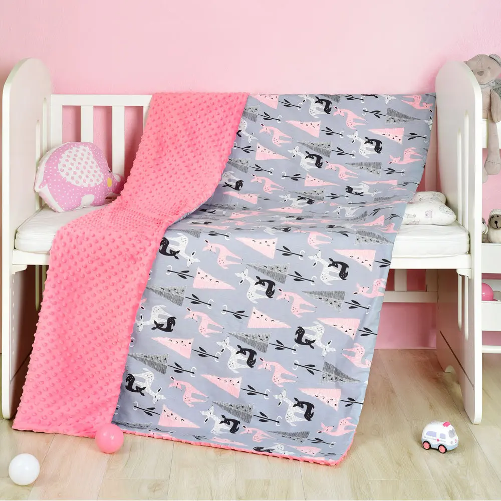 Manta de beb&eacute; de felpa S&uacute;per suave, doble capa, con respaldo punteado, manta c&aacute;lida para reci&eacute;n nacido, con estampado de animales encantadores, manta receptora Unisex-3