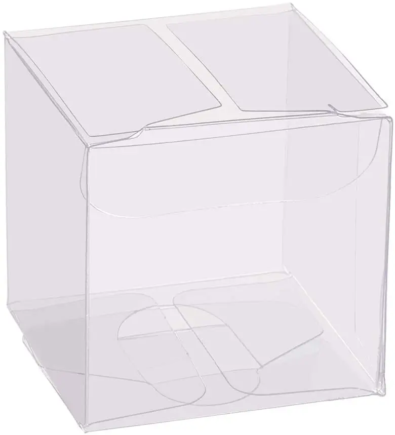 

60 Pack 1.5x1.5x1.5 Inches Clear Plastic Party Favor Box for Valentine's Day Choclates and Wedding Party Candy Cookies Favors