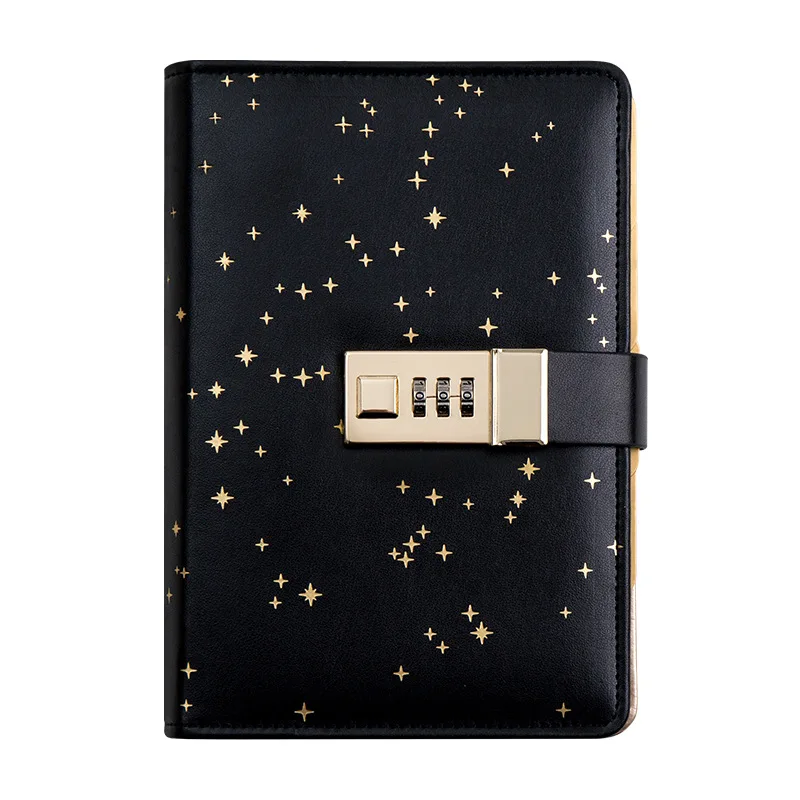 

A6 loose-leaf password book student hand account creative black gold starry sky cool gift box notebooks binder