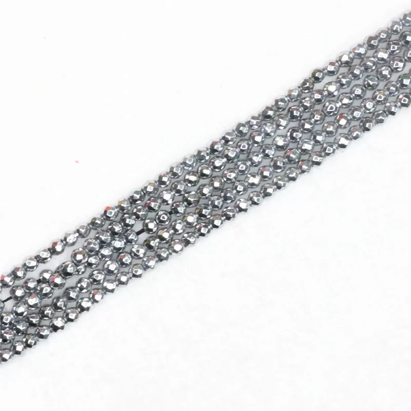 Новый серебристый гематитовый камень 2 мм 3 Круглые граненые свободные бусины