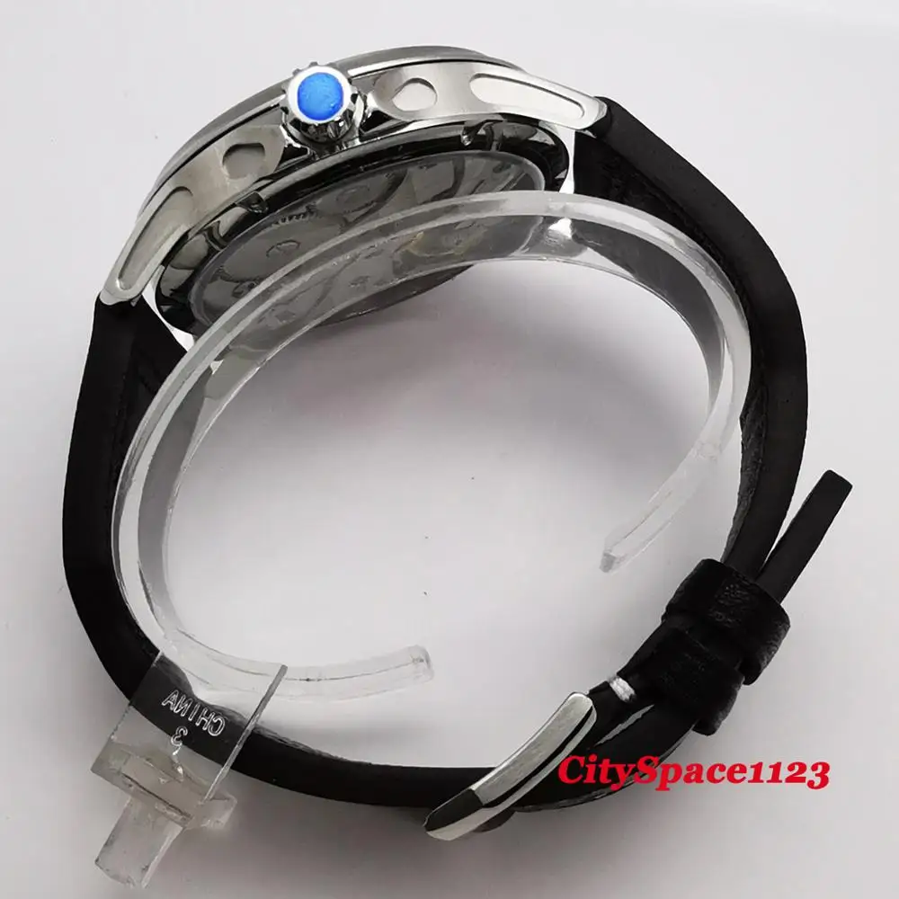 45 мм черный стальной чехол с циферблатом 17 драгоценностей 6497 Мужские