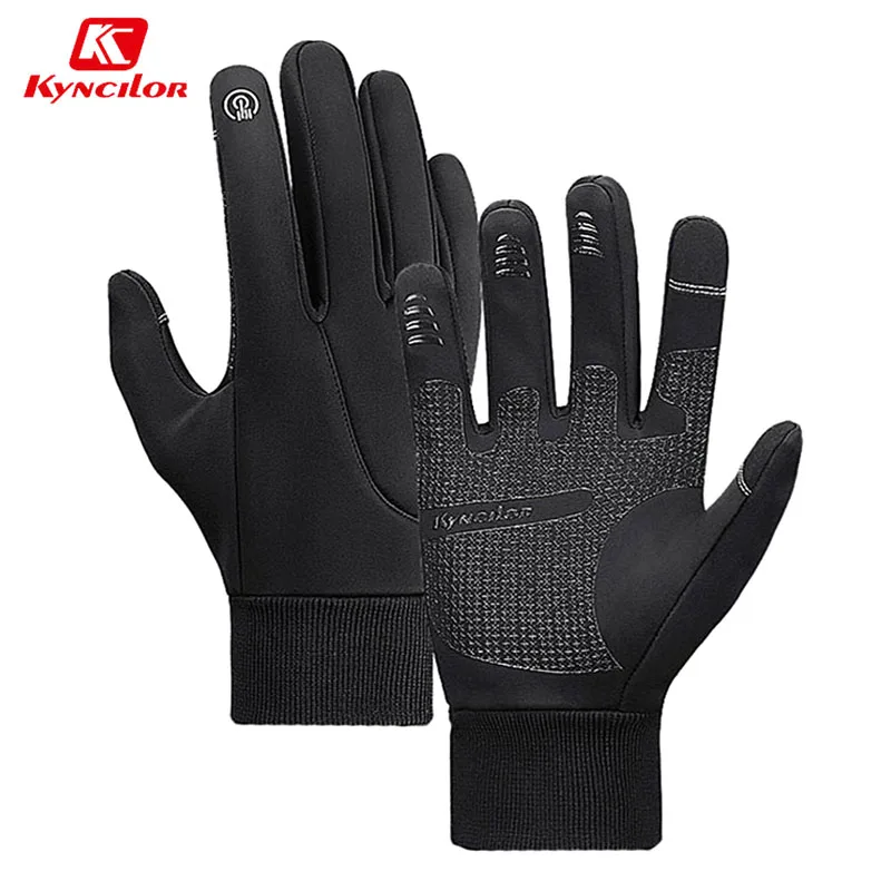 Kyncilor Winter Cycling Gloves Full Finger Windproof Waterproof Bike Gloves Touch Screen Bicycle Gloves Thermal Warm Sport Glove