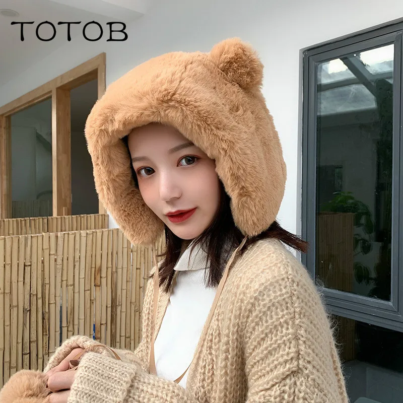 Новая Корейская версия шапка с медвежьими ушками женская осенняя и зимняя