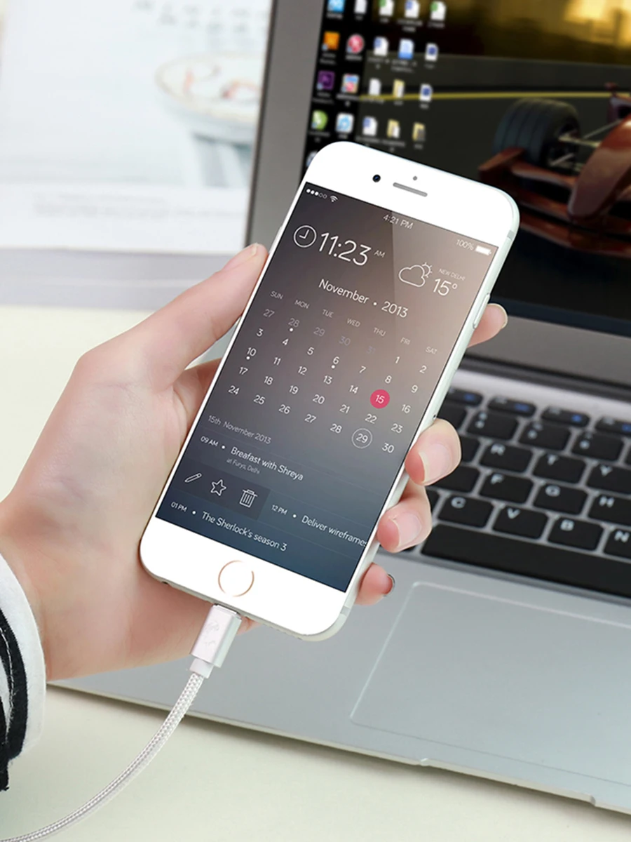 FLOVEME USB кабель для iPhone 8 7 Plus X 5 V/2.1A 1 м кабель Micro-USB в оплетке для Xiaomi 4X для samsung S8 S9 type C зарядное устройство