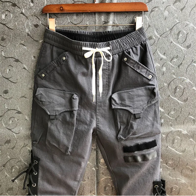 Джоггеры Idopy мужские в стиле панк модные брюки-карго с манжетами на щиколотке