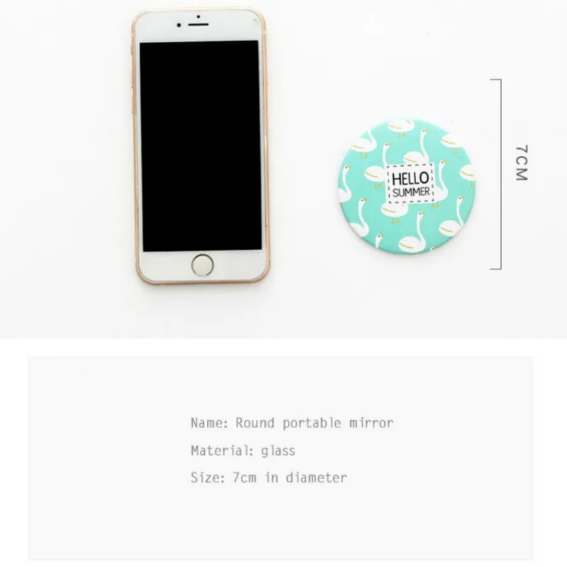Милое зеркало мультяшное персональное модное портативное круглое косметическое