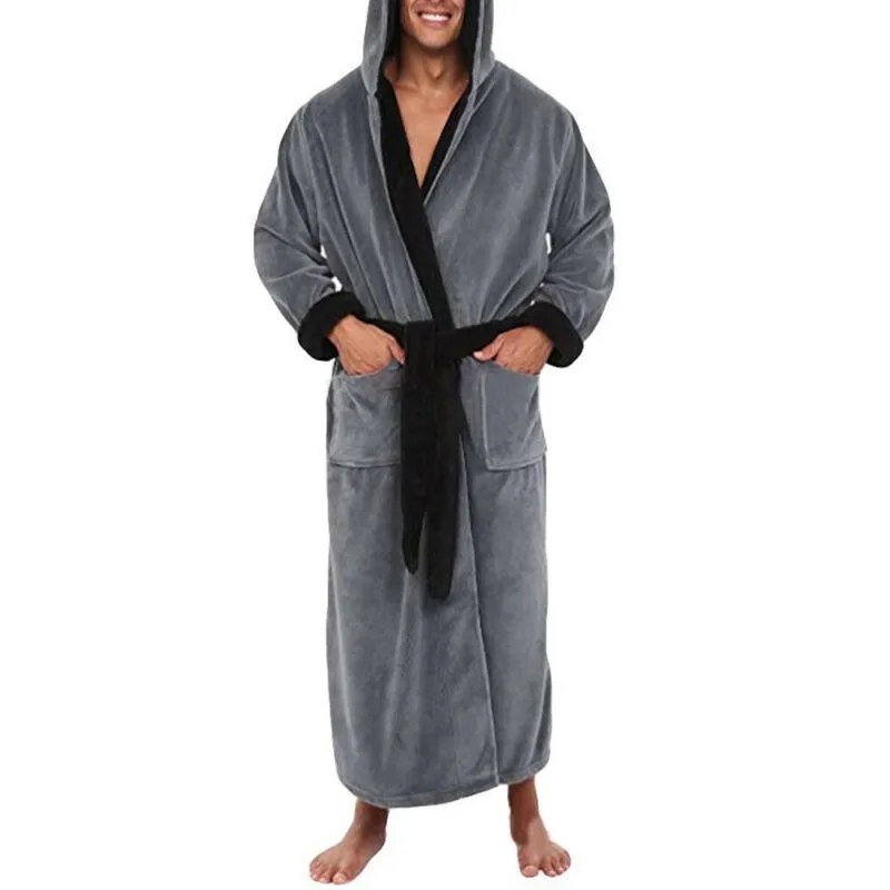 

Fashion Mens Hooded Super Soft & Cosy Luxury Bathrobe Cloak Soft Dressing Gown Bath Robe