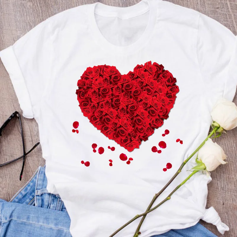 Женские Графический с цветочным принтом или роз для влюбленных модным милые 90s