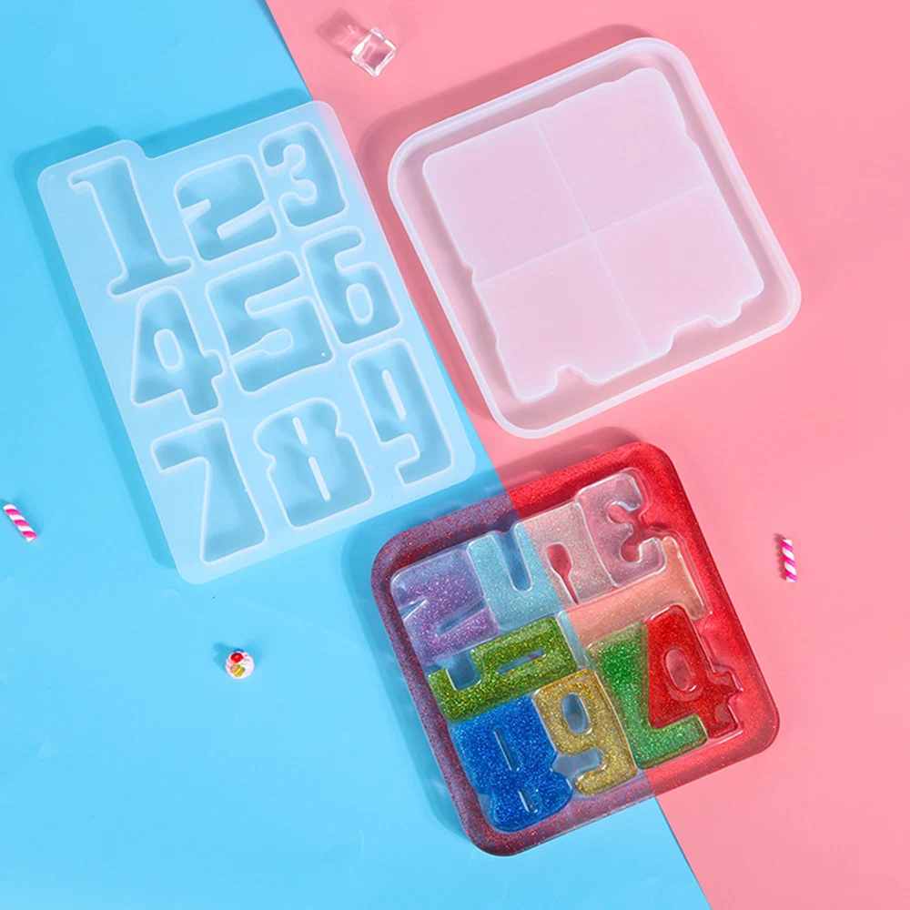 

1-9 Number Silicone Ice Mold 3D DIY Fondant Cake Mold Number Puzzle UV Epoxy Resin Mold Chocolate Cupcake Decor Baking Tool