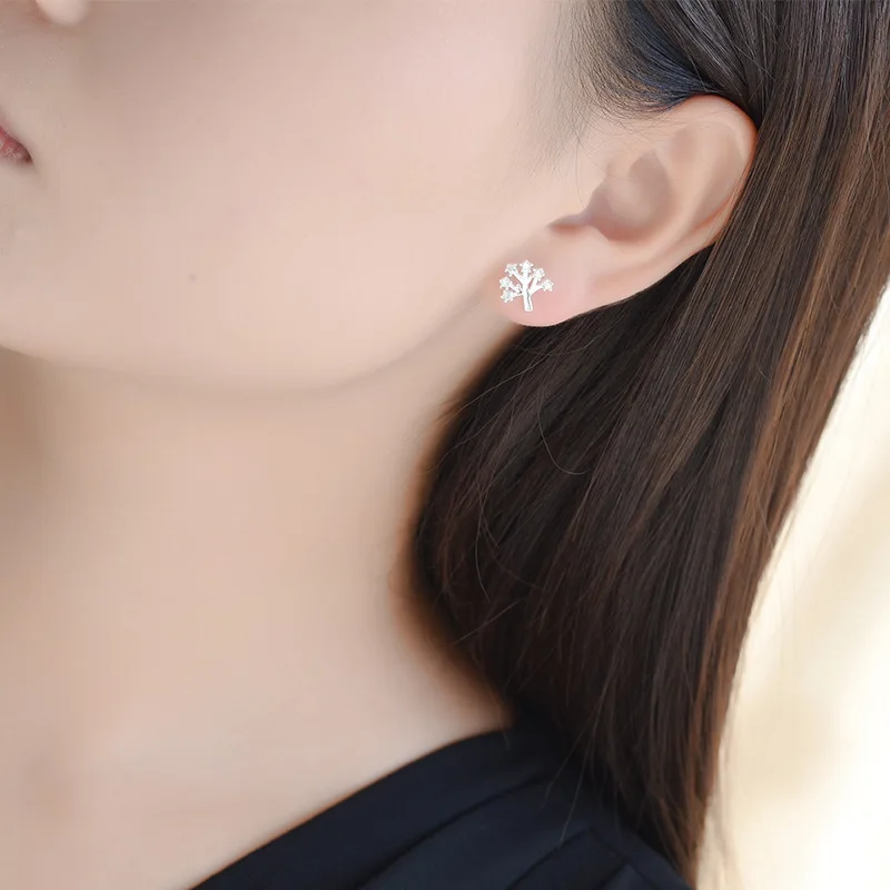 

Top Grade Cubic Zirconia Christmas Tree Stud Earrings For Women 925 Sterling Silver Jewelry