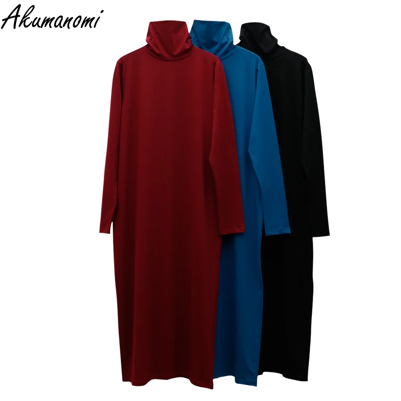 Женское трикотажное платье-макси с высоким воротником размеры 6xl 7xl 8xl 9xl 10xl |
