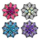 KZ3387 красота цветок Стразы красочные металлические 18 мм защелкивающиеся пуговицы подходит для 18 мм защелкивающаяся искусственная бижутерия оптом