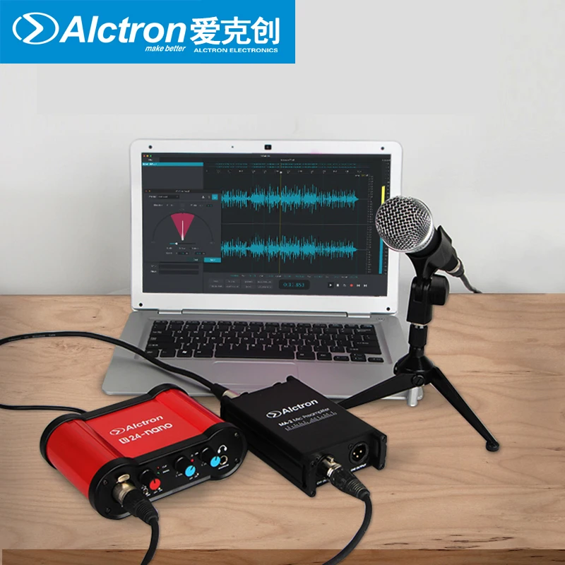 Микрофонный преусилитель Alctron MA-2 двухканальный динамический/пассивный алюминиевый ленточный микрофон усилитель