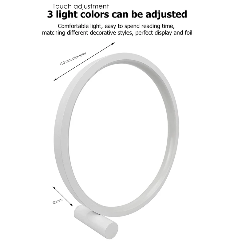 

LED Table Lamp Bedside Desk Lamp Dimmable Light Round Contact Control Night Light for Bedroom Kids Room