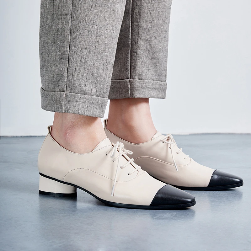 

Женские туфли-оксфорды из натуральной кожи, на плоской подошве