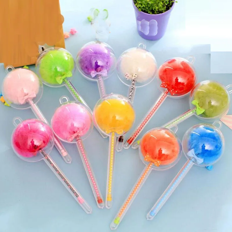 Новинка цветная шариковая гелевая ручка с помпоном для детей детские