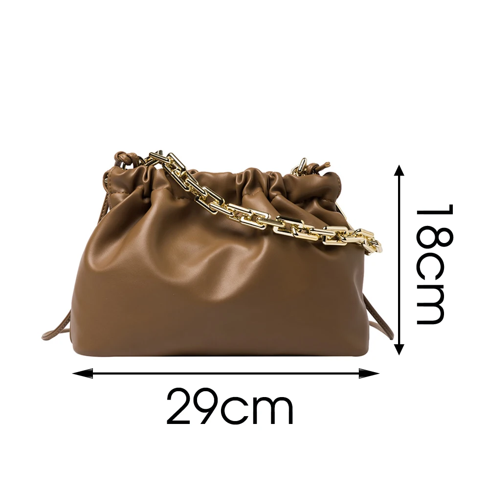 

Popular Simple Female Daily Bag 2021 Fashion Pleated Women Shoulder Bags PU Leather Acrylic Chain Crossbody Handbags