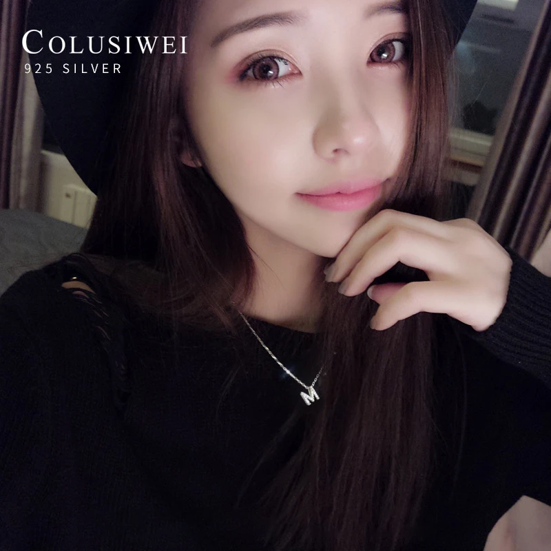 Элитный бренд Новый 26 ожерелье с буквами кулон Настоящее 925 стерлингового