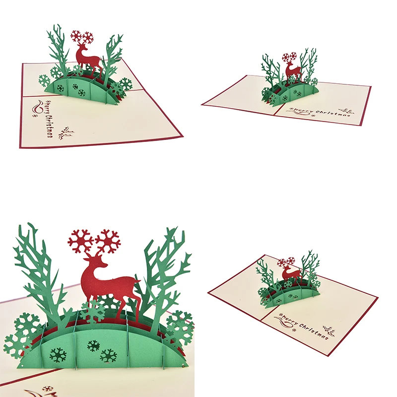 3D выдвижные праздничные поздравительные открытки снеговик Иисус олень