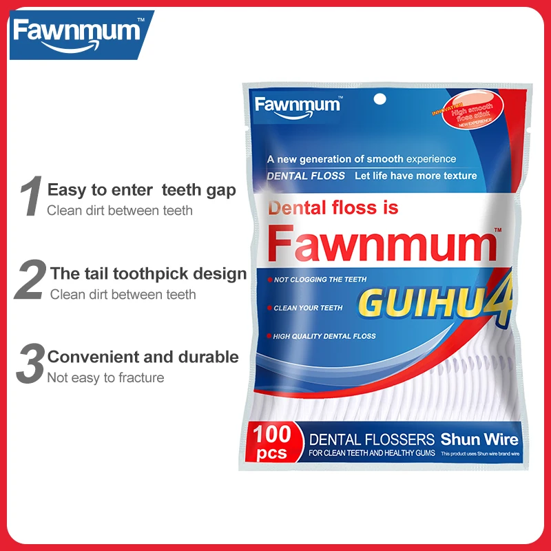 Fawnmum 100 шт./уп. Guihu4 зубные нити зубочистки чистые зубы Каплевидная форма Уход за