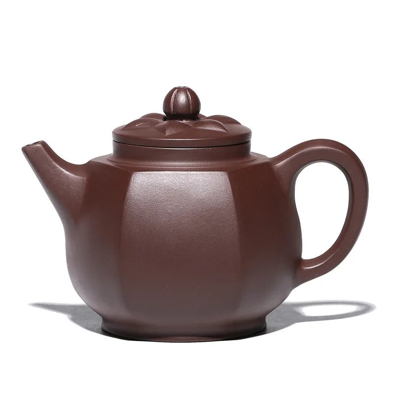 

Hundred Believe Dark-red Enameled Pottery Teapot Yixing Gift Raw Ore Purple Mudstone Six Square Pot Purple Sand Teapot