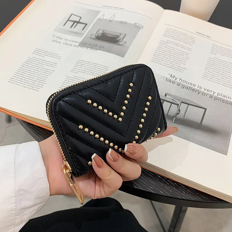 

Business Card Holder Prevent RFID Red/blue/pink/purple/black Bank/ID/Credit Card Holder Wallet Women/men Double Zipper Card Case