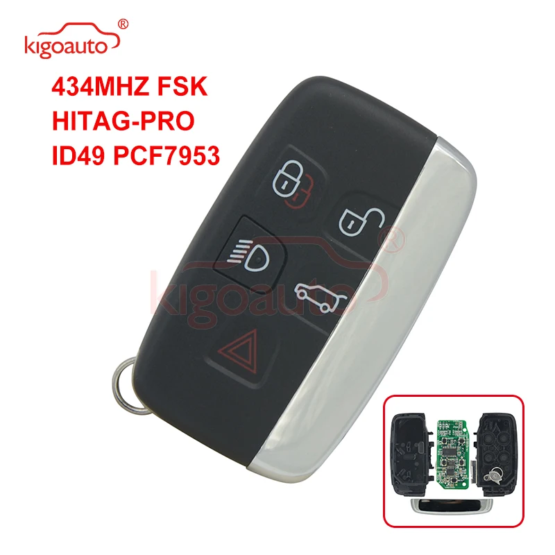 

Kigoauto for Land Rover for Range Rover Sport Evoque Discovery 4 Smart key 5 button Hitag Pro-ID49-PCF7953 434Mhz KOBJTF10A