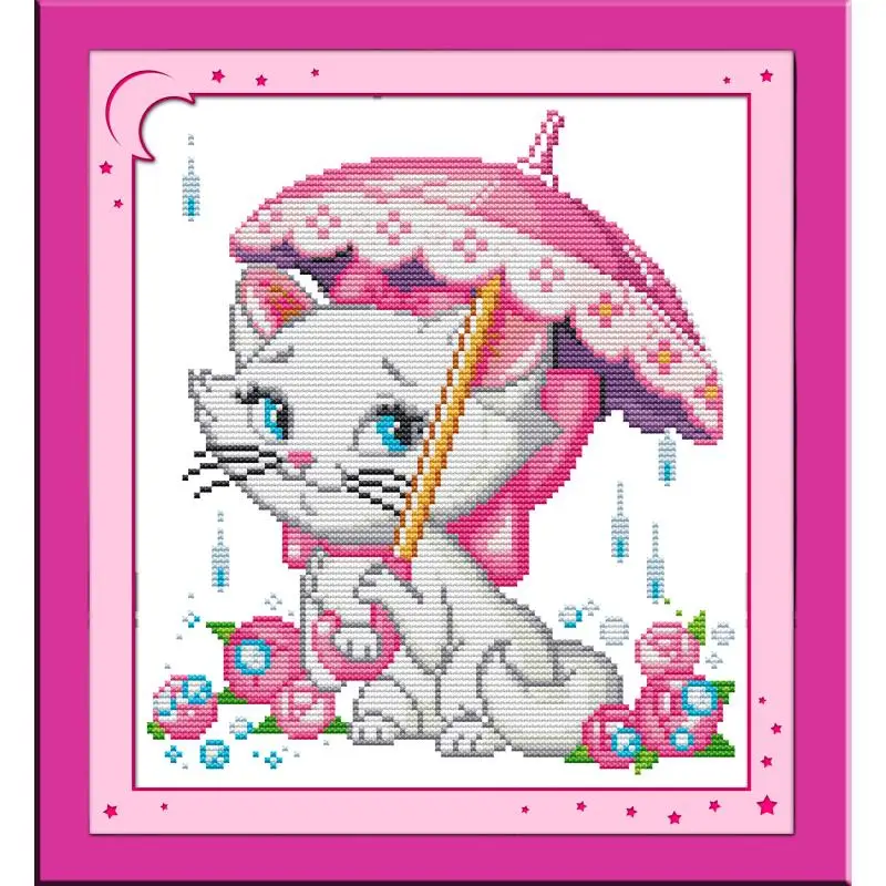 Вышивка крестиком Joy Sunday A Cat In The Rain хлопковая нить картины 11 и 14CT набор для