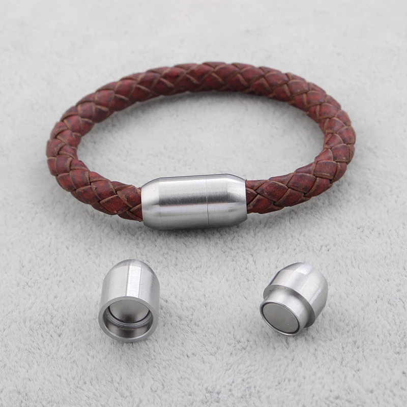 

1pcs Stainless Steel Strong Magnetic Clasps For 6mm Round Leather Cord Bracelet Connectors End Caps For DIY Jewelry Making