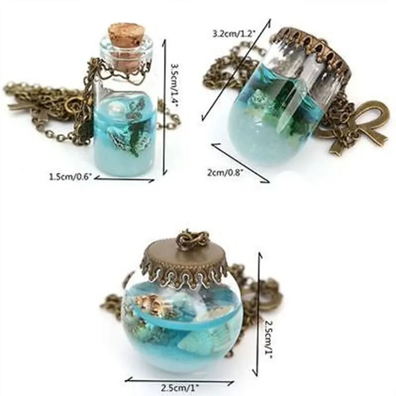 Retro Glass Drifting Bottle Bow knot Pendant Necklace Conch Starfish Charm Summer for Women Men Jewelry Gift | Украшения и