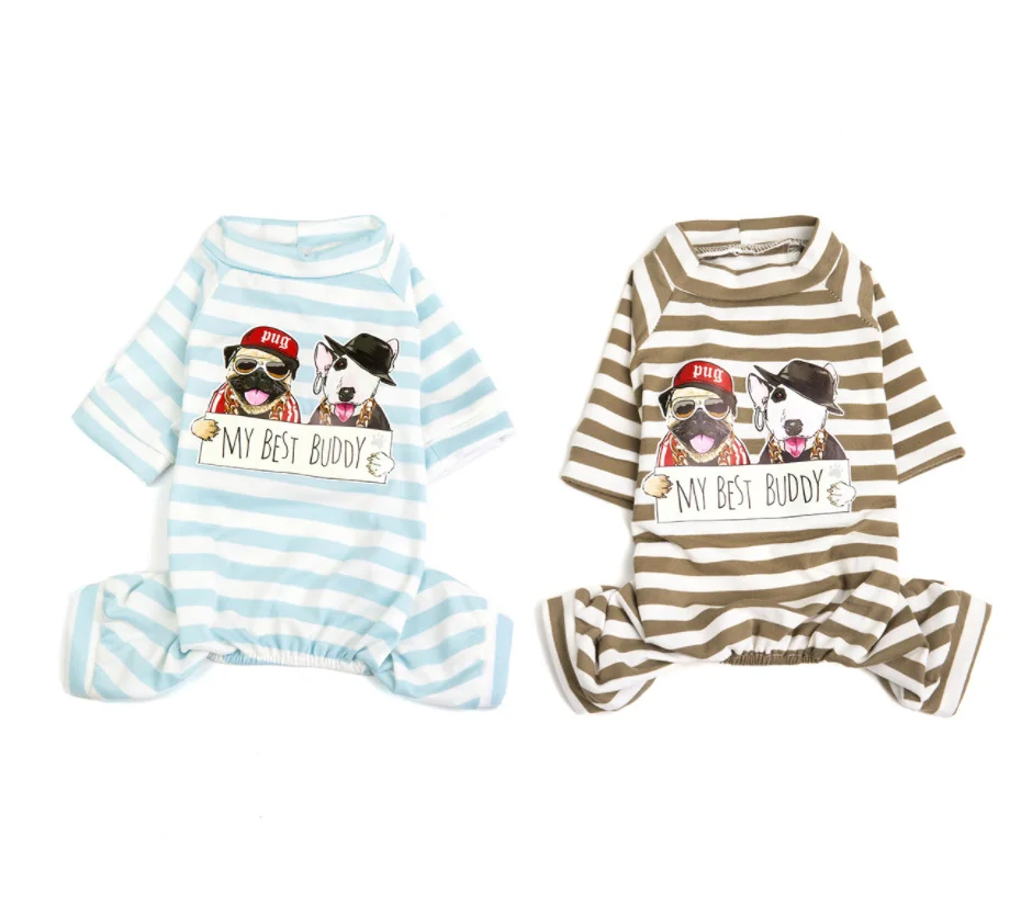 

Fashion Pet Dog Jumpsuit Puppy Cat Dog Costume Cotton Dog Clothes Soft Pullover Dog Shirt Strip Hip hop Dog Clothes