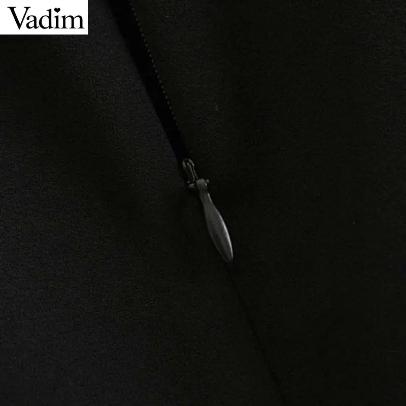 Женское элегантное платье vadim черное миди с круглым вырезом коротким рукавом из