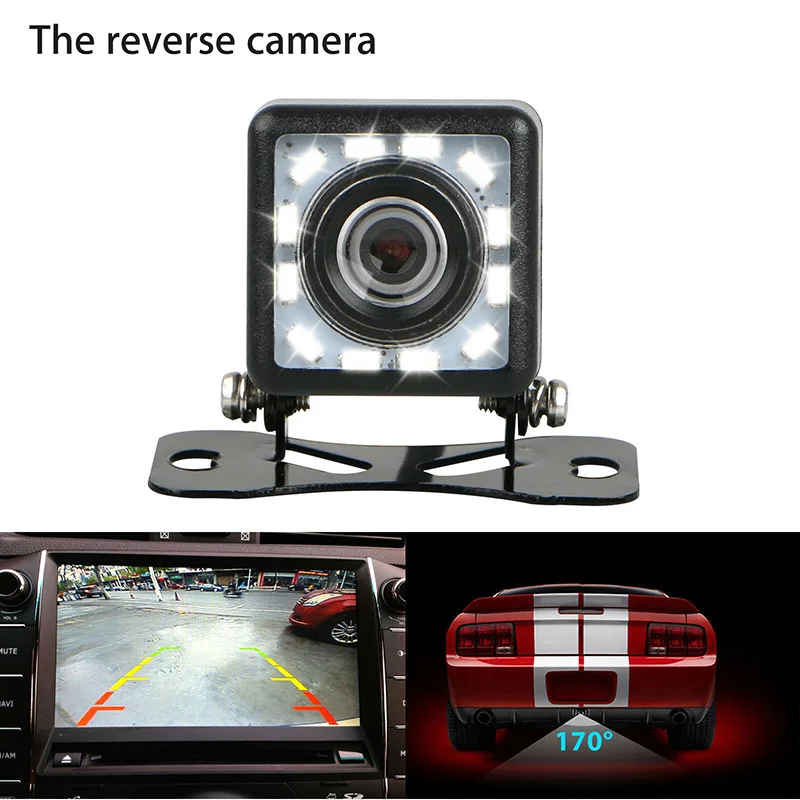 

Car Rear View Backup Camera Parking Reverse Back Up Camera Waterproof CMOS 12LED