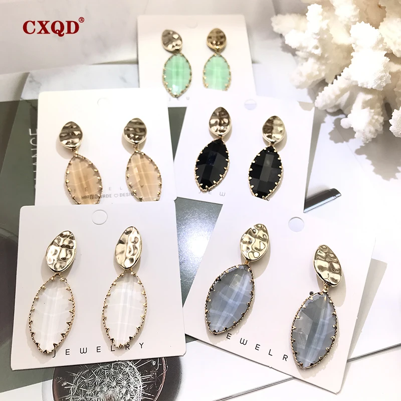 Классические Овальные Стеклянные висячие серьги CXQD с кристаллами для женщин