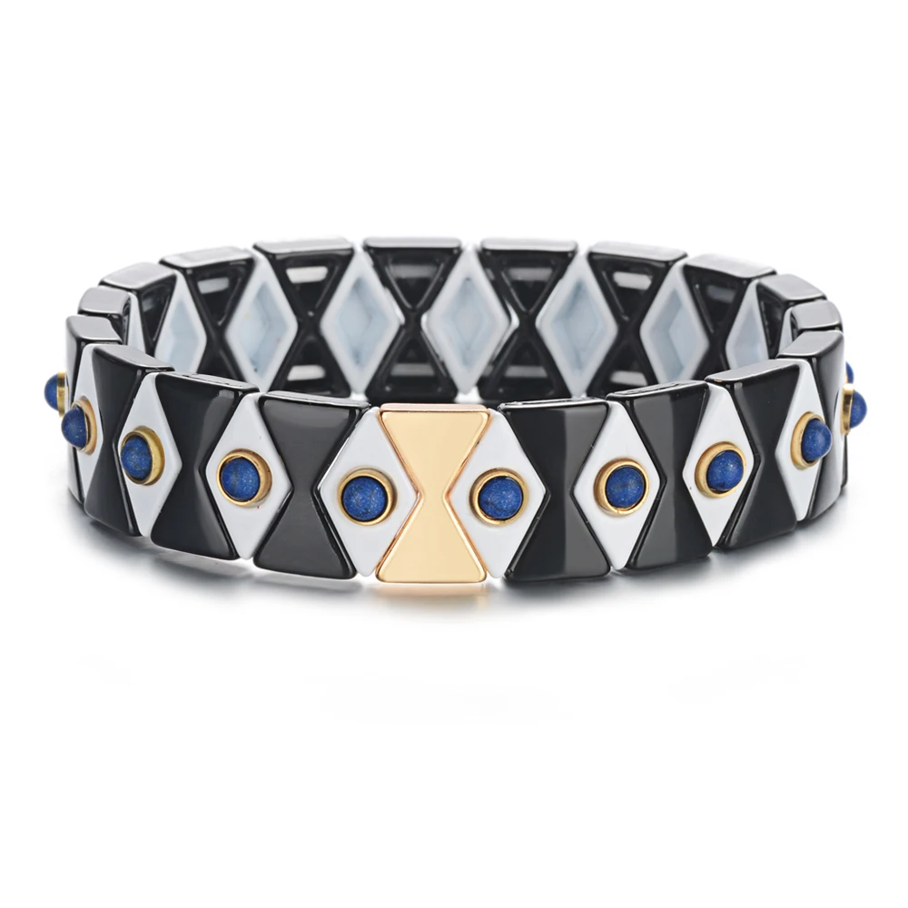 Эластичная нить Ромб Эмаль браслет Богемия ручной работы Цвет Блокировка