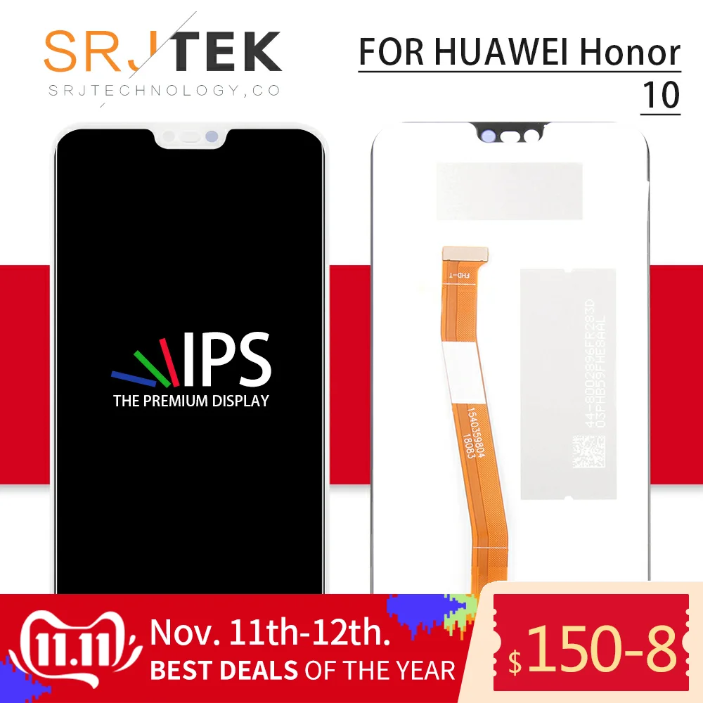Srjtek для huawei Honor 10 ЖК сенсорный экран стеклянная панель Замена дисплей сенсор с
