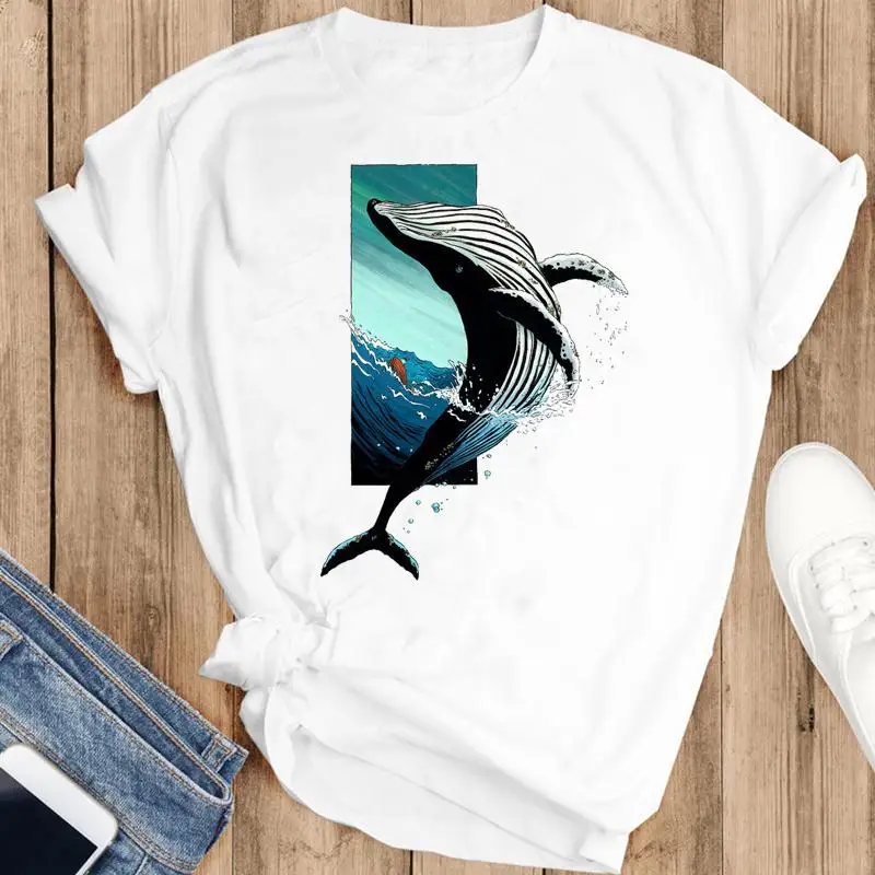 

Women Sweet Beach Animal Happy Trend New Cartoon Fashion Summer Lovely Clothes Print Short Sleeve Tops Tees Tshirt T-Shirt