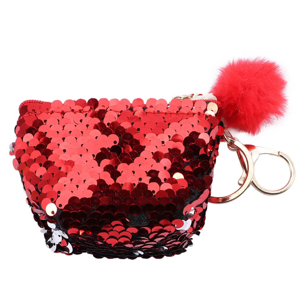 red 1 шт., кошельки для ключей, недорогой модный кошелек для монет, кошелек для женщин и мужчин, шерсть, маленькая сумка для мелочи, кошельки, ключница, чехол для ключей, сумка для карт - Цвет: red