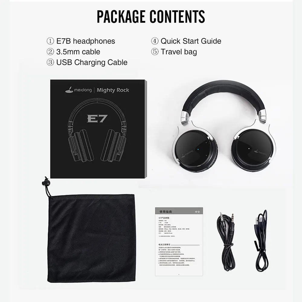 

meidong E7B[Upgraded] ANC Active Noise Cancelling Headphones Wireless Bluetooth Headphones earphone with Microphone for phone