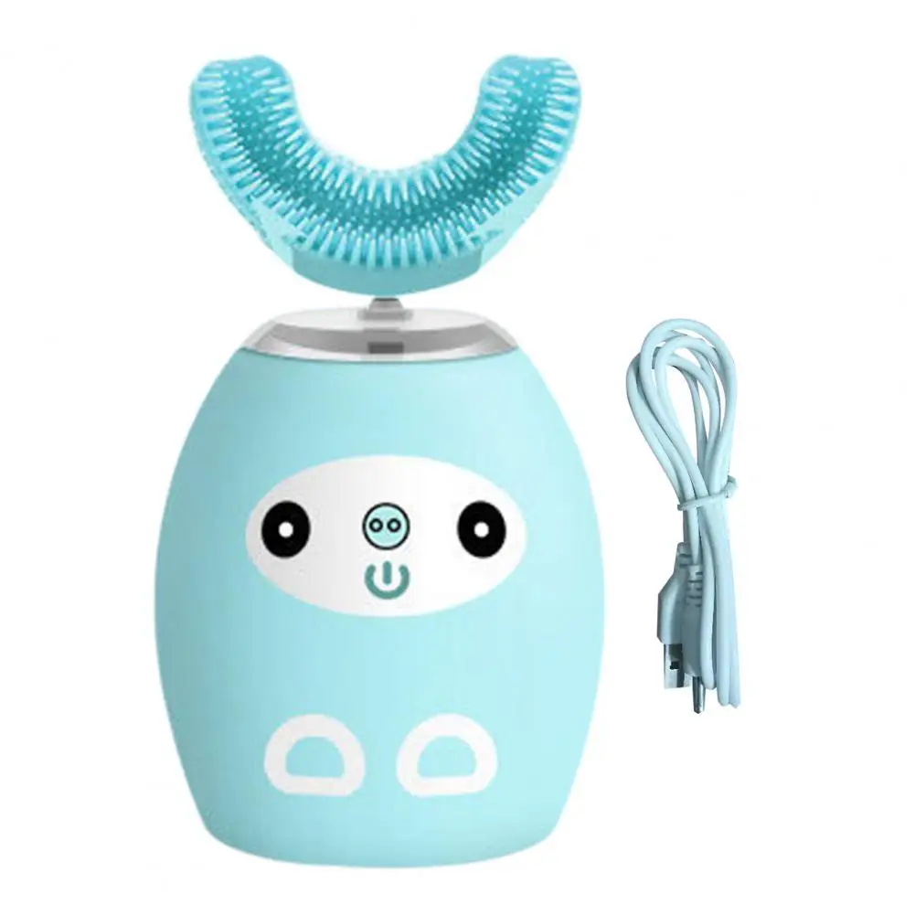 

1 Set Electric Toothbrush Cartoon Shape 360 Degrees Cleaning 3 Modes Kids Automatic Ultrasonic Toothbrush for Toddler