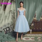 Винтажное ТРАПЕЦИЕВИДНОЕ свадебное платье SoDigne небесно-голубого цвета, длинное кружевное платье для выпускного вечера, Тюлевое платье для встречи выпускников, вечерние платья