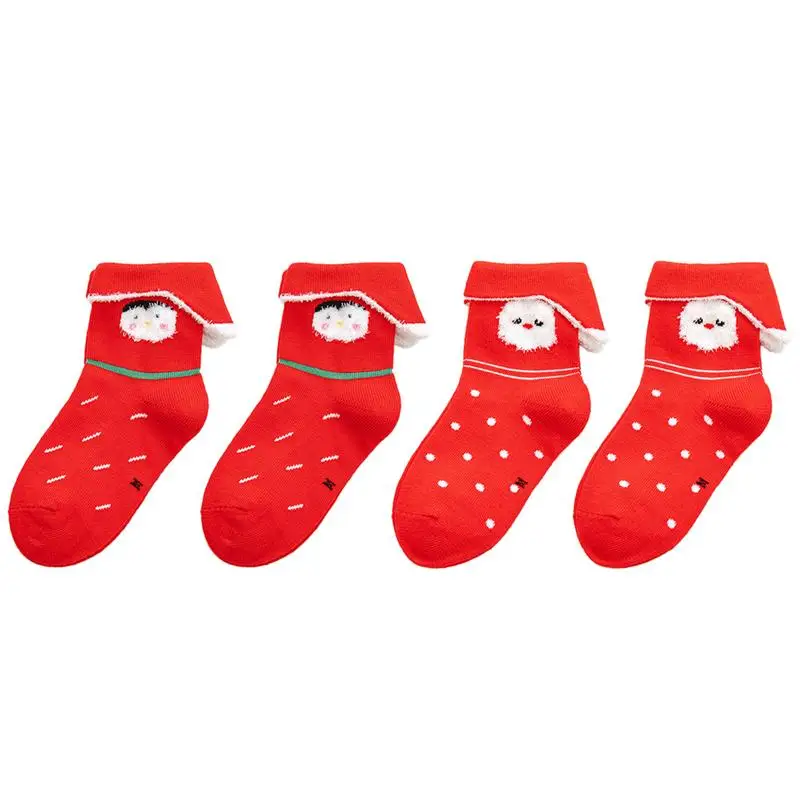 

2 пары детских рождественских носков, хлопковые носки, Рождественские Праздничные Носки (разные цвета)