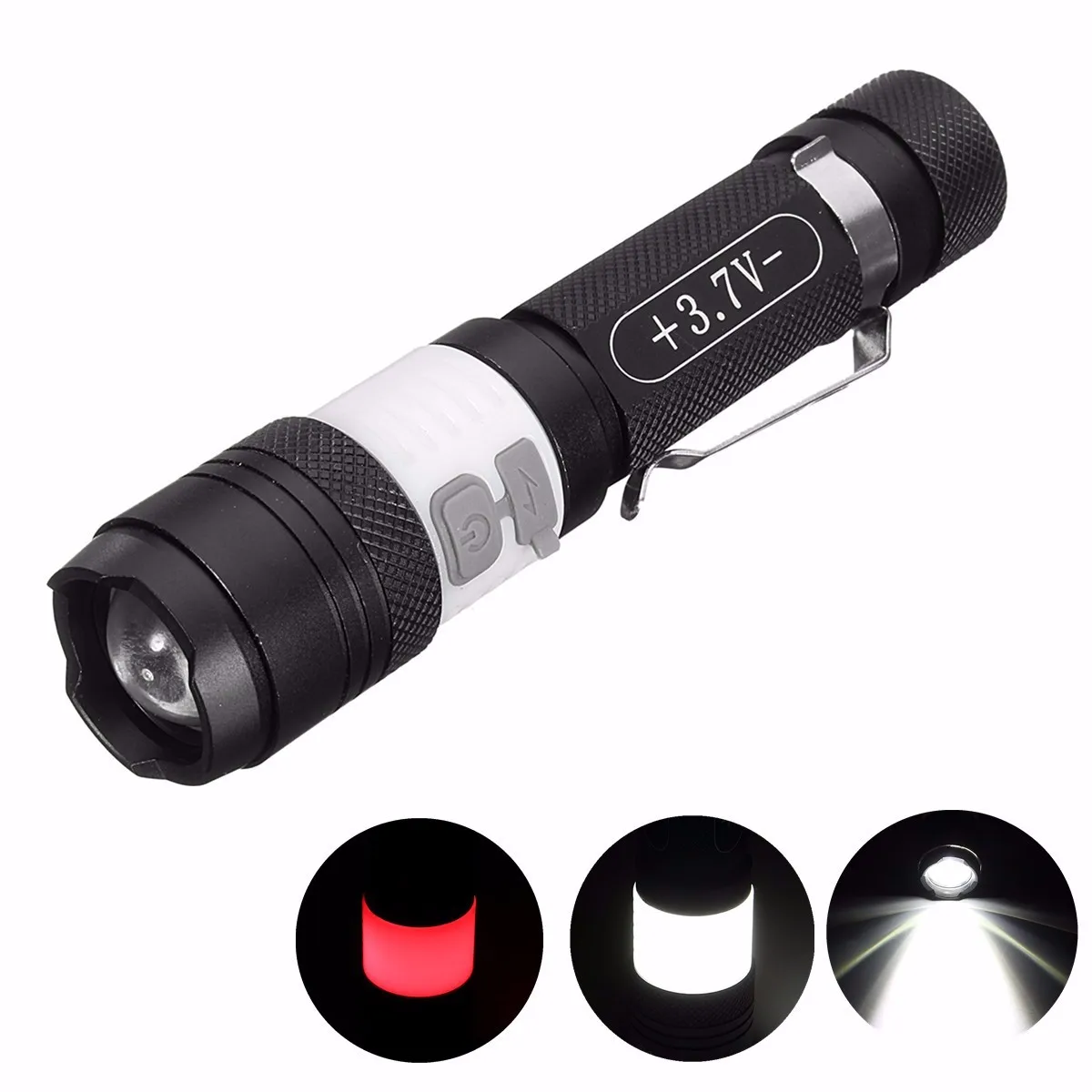 Jiguoor XM L T6 3 режима 2000LM USB Перезаряжаемый масштабируемый светодиодный фонарь +