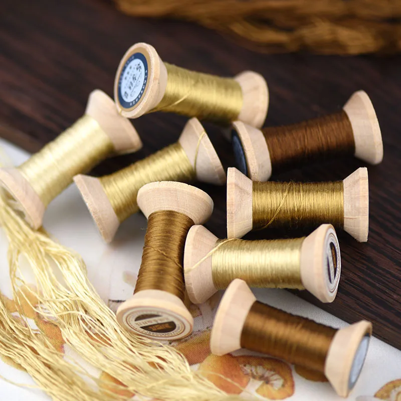 Мини Катушка 20 м/Вышитая нить Suzhou/шелковая для вышивки/песочный желтый|Нитки