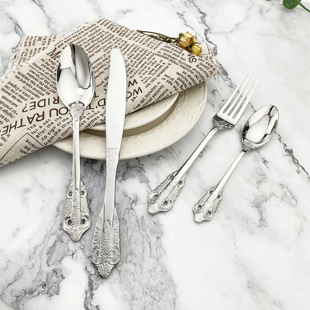 Набор столовых приборов из нержавеющей стали ножи вилка чайные ложки набор