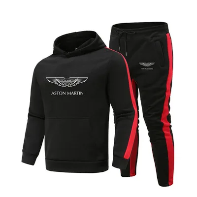 Костюм спортивный мужской демисезонный из 2 предметов с капюшоном логотипом Aston