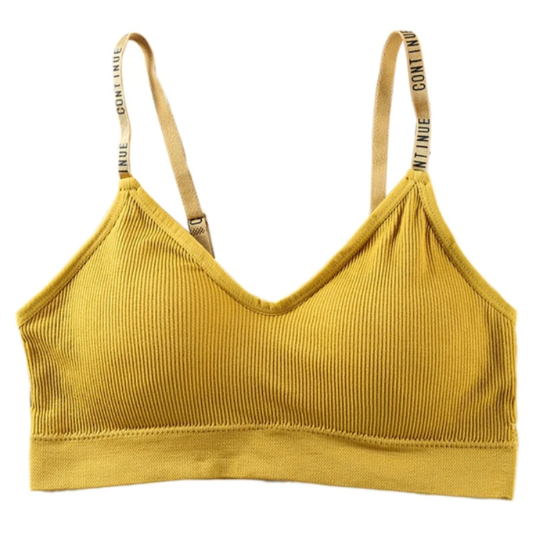 Твердые Цвет спортивный бюстгальтер письмо плечевой ремень без косточек