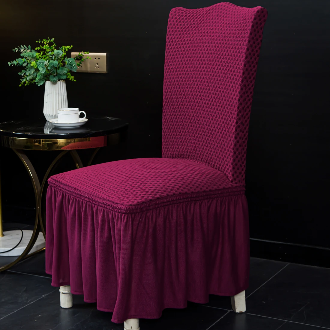 

Solid Color Turkish Chair Cover Home Hotel Living Room Dining Chair Stool Cover Fully Wrapped Office Stretch Cushion Chair Cover