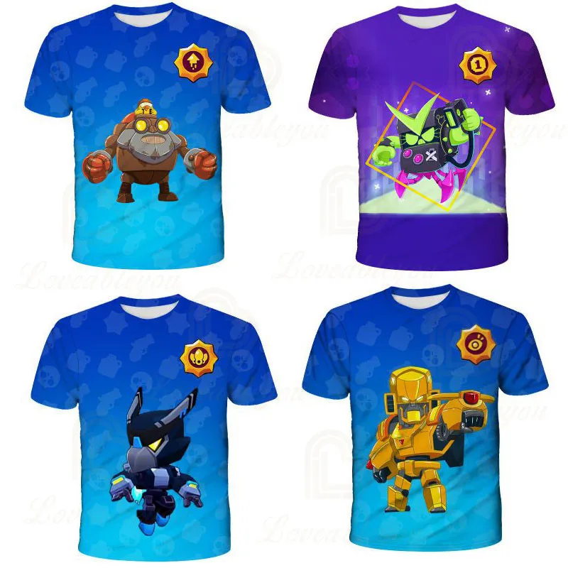 

Cartoon t shirts Browlers Tick Star, Shooting Game 6 To 19 Years Kids Leon Fashion 3D t shirts Boys Girls Tops Children Clothes